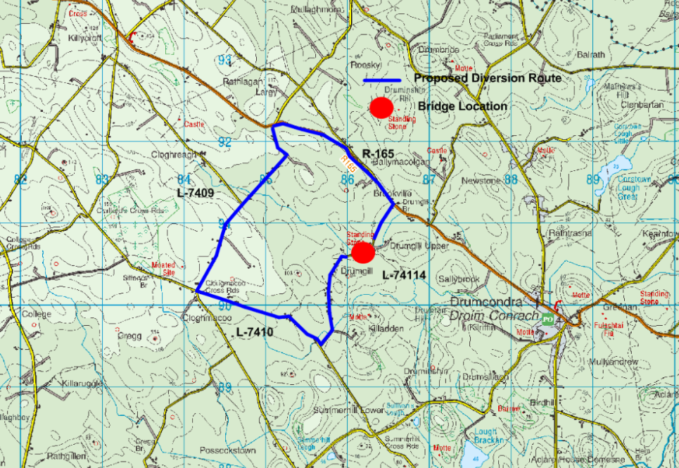 L-74114 closure at standing stone bridge