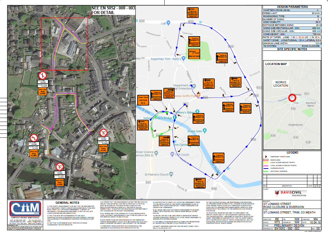 Loman Street, Trim - Diversion Map