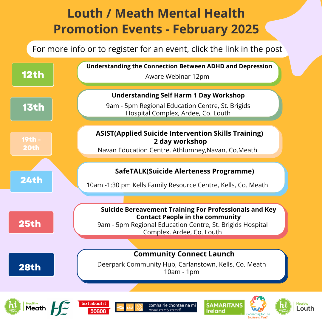 February Louth Meath Mental Health Calendar