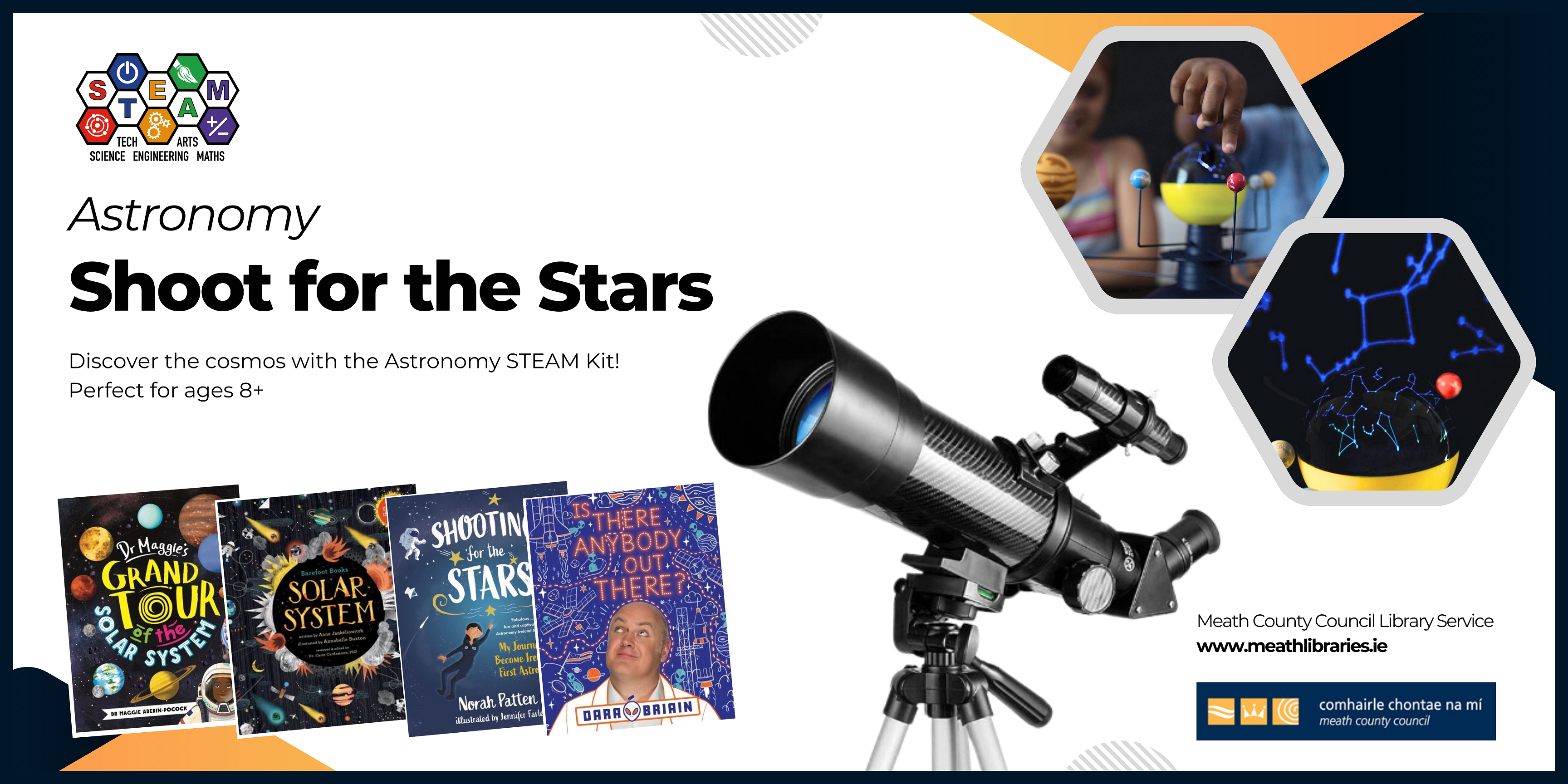 promotional image for children's astronomy kit available to borrow from libraries in Meath