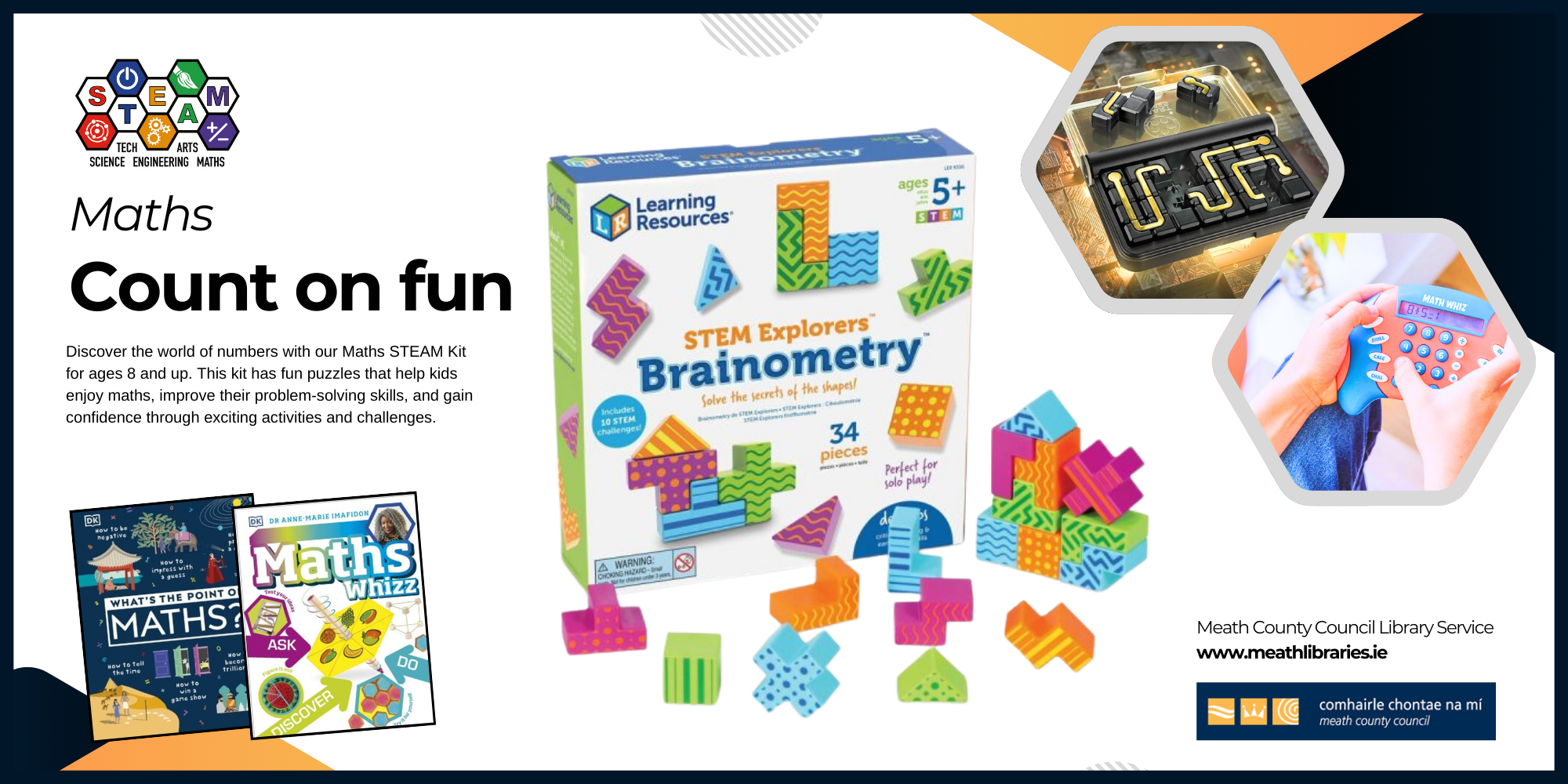 promotional image for maths themed steam kit available to borrow from Meath Libraries