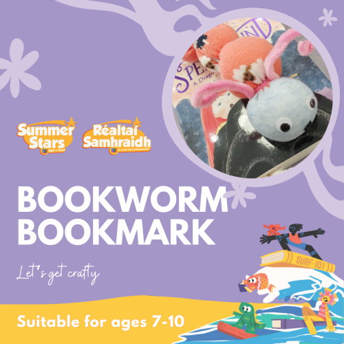 summer stars bookworm bookmark