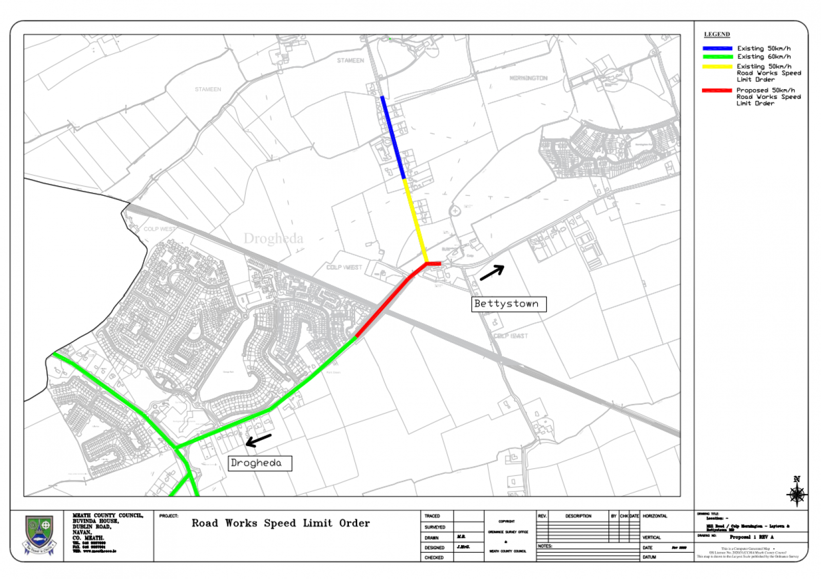 Map - Road Works Speed Limit Order L1611 at Colp East & Colp West