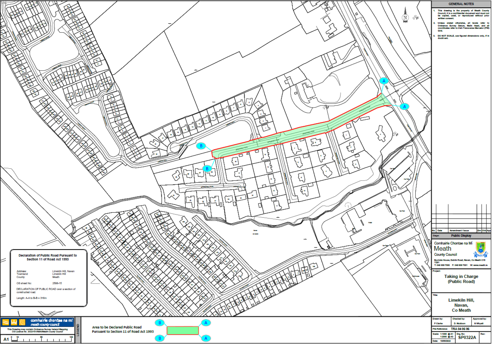 Declaration of public road - Limekiln Hill, Navan