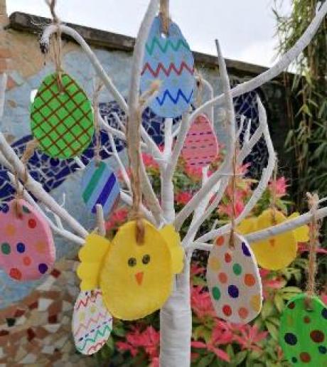 Salt Dough Eggs on Easter Tree